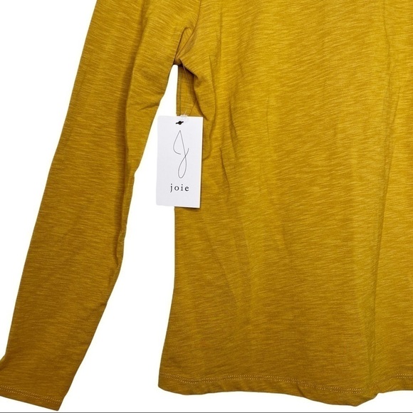 JOIE NWT Scoop Neck Modal Cotton Long Sleeve Top Size Medium in Heather Mustard - Picture 11 of 13